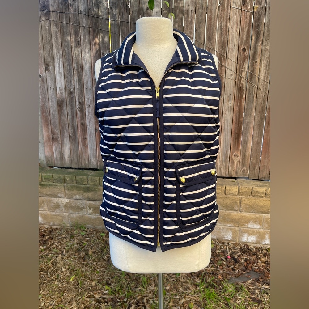 J. Crew puffer vest women Excursion goose down fall preppy nautical coastal M